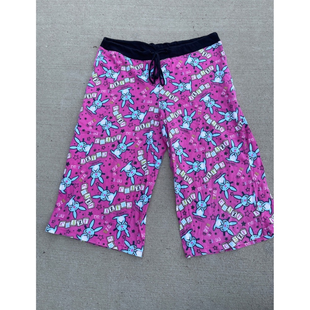 Its Happy Bunny Pajama Pants Jim Benton Pink Cute But Kinda Crazy Y2K Medium